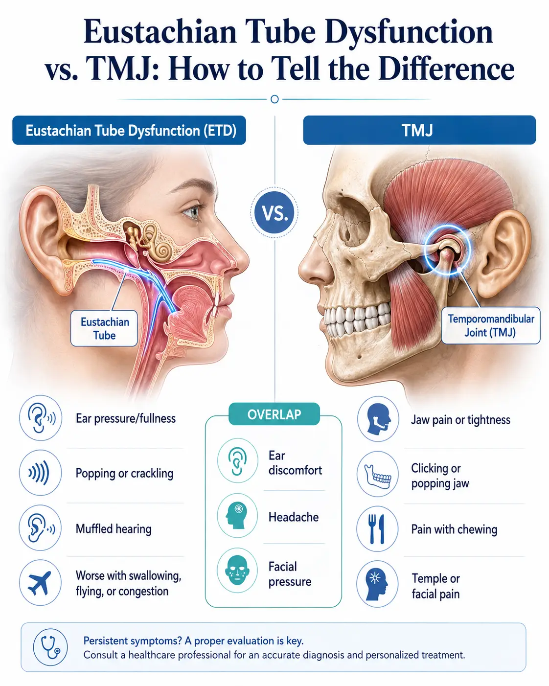 Eustachian Tube Dysfunction vs. TMJ: How to Tell the Difference