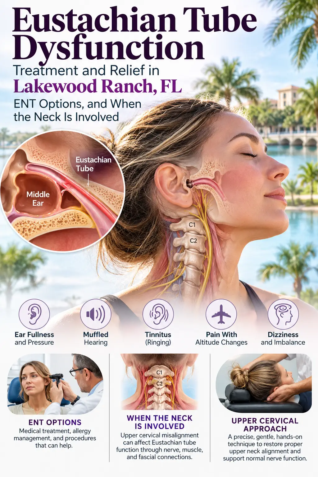 Eustachian Tube Dysfunction Treatment and Relief in Lakewood Ranch, FL: ENT Options, and When the Neck Is Involved