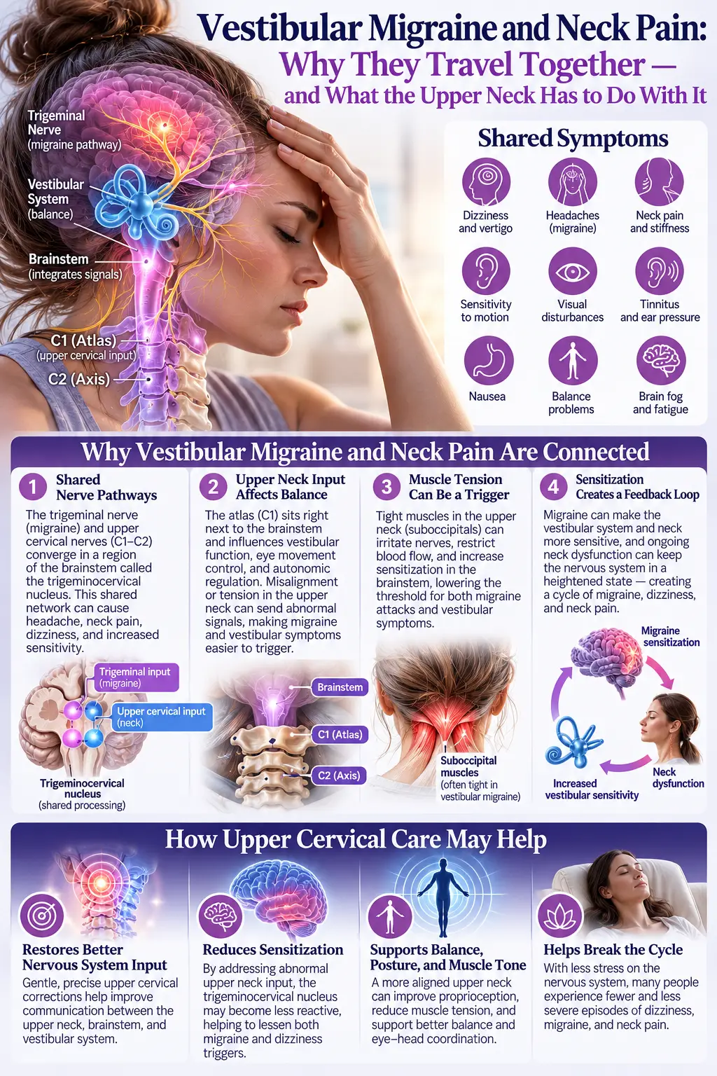 Vestibular Migraine and Neck Pain: Why They Travel Together — and What the Upper Neck Has to Do With It